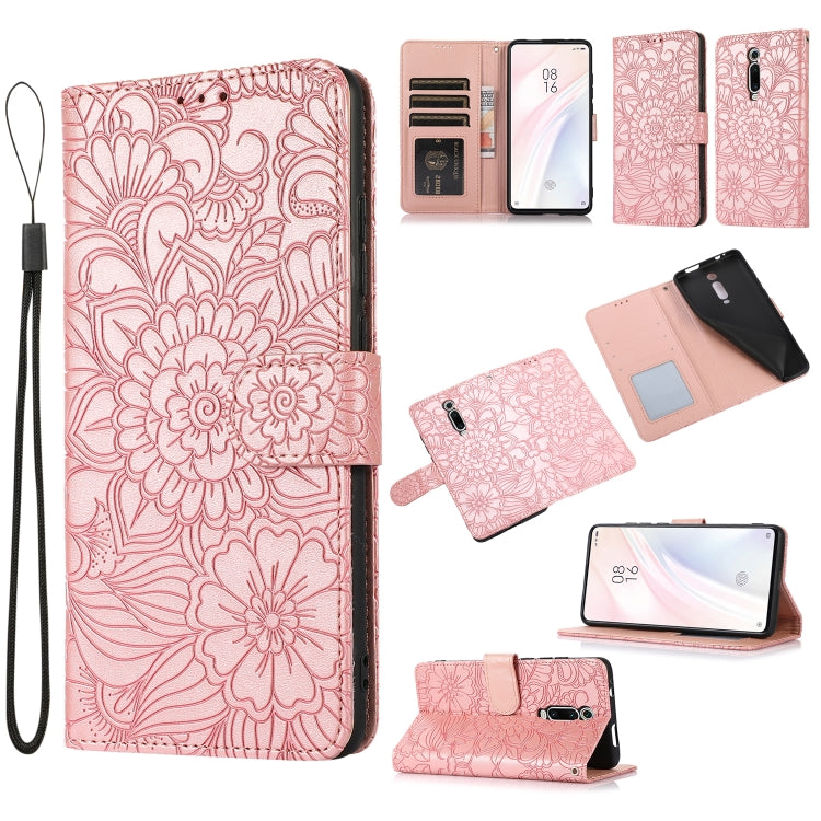 For Xiaomi Redmi K20 Skin Feel Embossed Sunflower Horizontal Flip Leather Case with Holder & Card Slots & Wallet & Lanyard