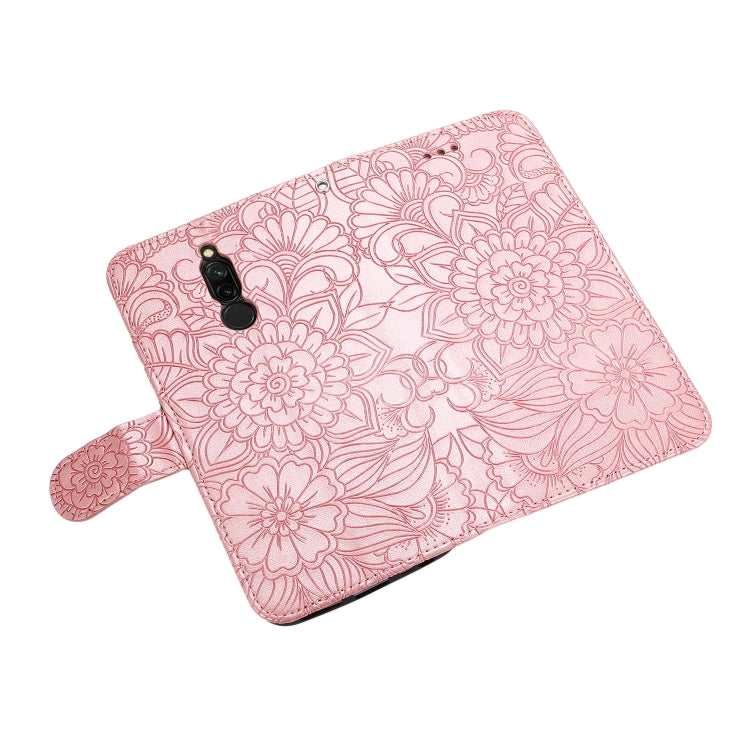 For Xiaomi Redmi 8 Skin Feel Embossed Sunflower Horizontal Flip Leather Case with Holder & Card Slots & Wallet & Lanyard