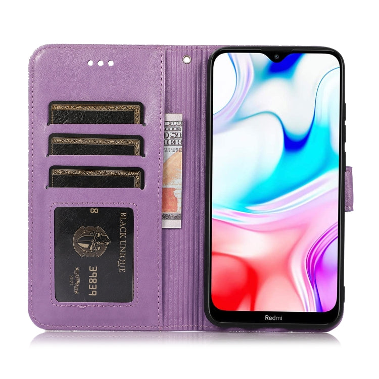 For Xiaomi Redmi 8 Skin Feel Embossed Sunflower Horizontal Flip Leather Case with Holder & Card Slots & Wallet & Lanyard