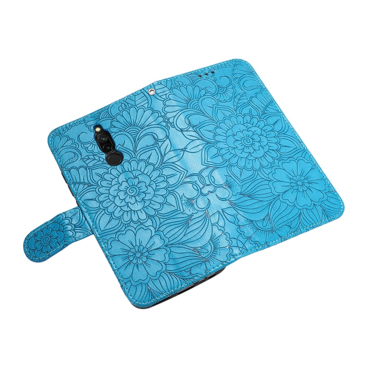 For Xiaomi Redmi 8 Skin Feel Embossed Sunflower Horizontal Flip Leather Case with Holder & Card Slots & Wallet & Lanyard