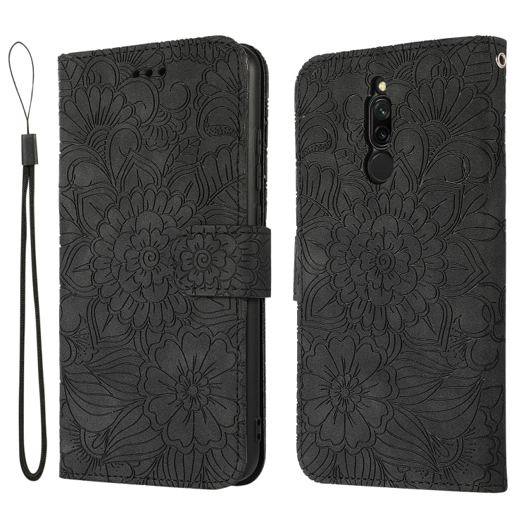 For Xiaomi Redmi 8 Skin Feel Embossed Sunflower Horizontal Flip Leather Case with Holder & Card Slots & Wallet & Lanyard