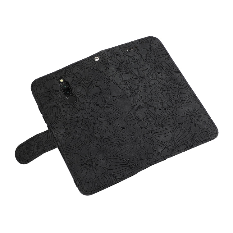 For Xiaomi Redmi 8 Skin Feel Embossed Sunflower Horizontal Flip Leather Case with Holder & Card Slots & Wallet & Lanyard
