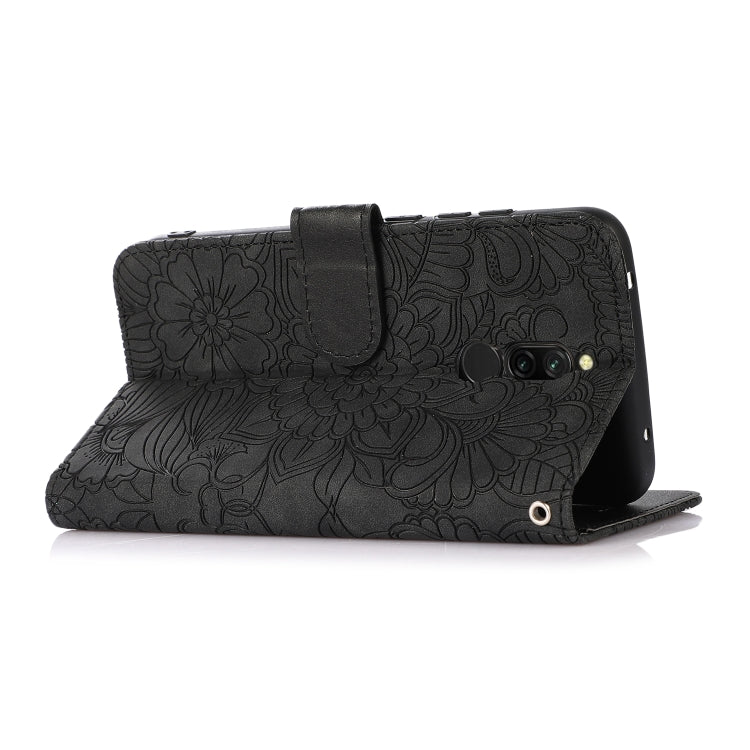 For Xiaomi Redmi 8 Skin Feel Embossed Sunflower Horizontal Flip Leather Case with Holder & Card Slots & Wallet & Lanyard