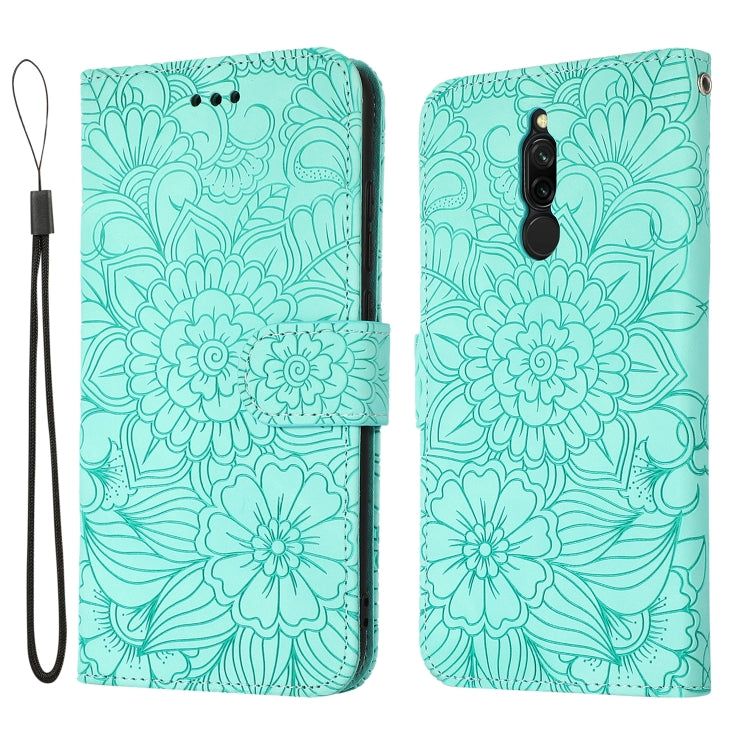 For Xiaomi Redmi 8 Skin Feel Embossed Sunflower Horizontal Flip Leather Case with Holder & Card Slots & Wallet & Lanyard