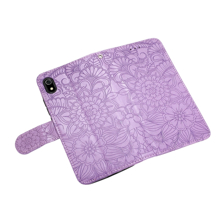 For Xiaomi Redmi 7A Skin Feel Embossed Sunflower Horizontal Flip Leather Case with Holder & Card Slots & Wallet & Lanyard