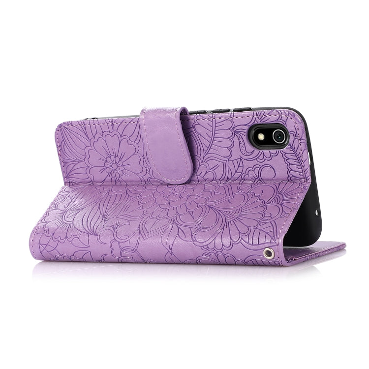 For Xiaomi Redmi 7A Skin Feel Embossed Sunflower Horizontal Flip Leather Case with Holder & Card Slots & Wallet & Lanyard