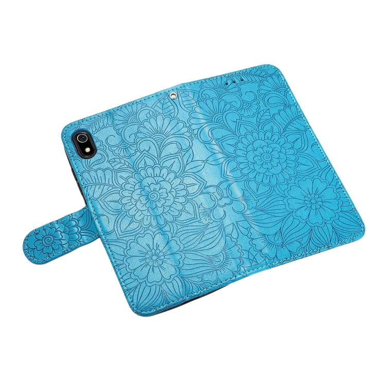 For Xiaomi Redmi 7A Skin Feel Embossed Sunflower Horizontal Flip Leather Case with Holder & Card Slots & Wallet & Lanyard
