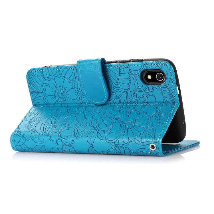 For Xiaomi Redmi 7A Skin Feel Embossed Sunflower Horizontal Flip Leather Case with Holder & Card Slots & Wallet & Lanyard