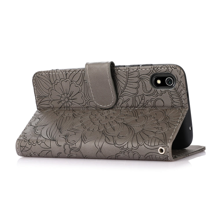 For Xiaomi Redmi 7A Skin Feel Embossed Sunflower Horizontal Flip Leather Case with Holder & Card Slots & Wallet & Lanyard