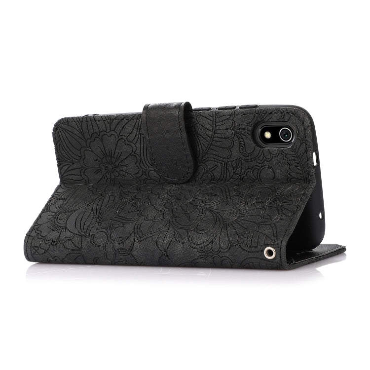 For Xiaomi Redmi 7A Skin Feel Embossed Sunflower Horizontal Flip Leather Case with Holder & Card Slots & Wallet & Lanyard