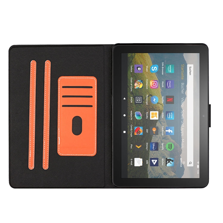 For Amazon Fire HD 10 (2021) Pure Color Horizontal Flip Leather Case with Card Slots & Holder & Sleep / Wake-up Function