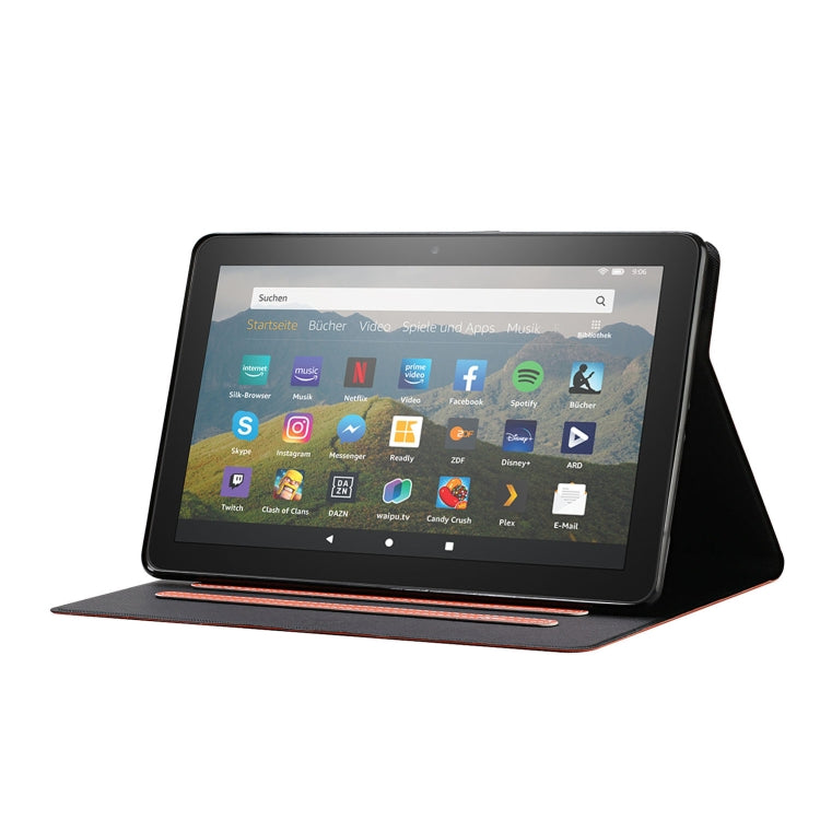 For Amazon Fire HD 10 (2021) Pure Color Horizontal Flip Leather Case with Card Slots & Holder & Sleep / Wake-up Function