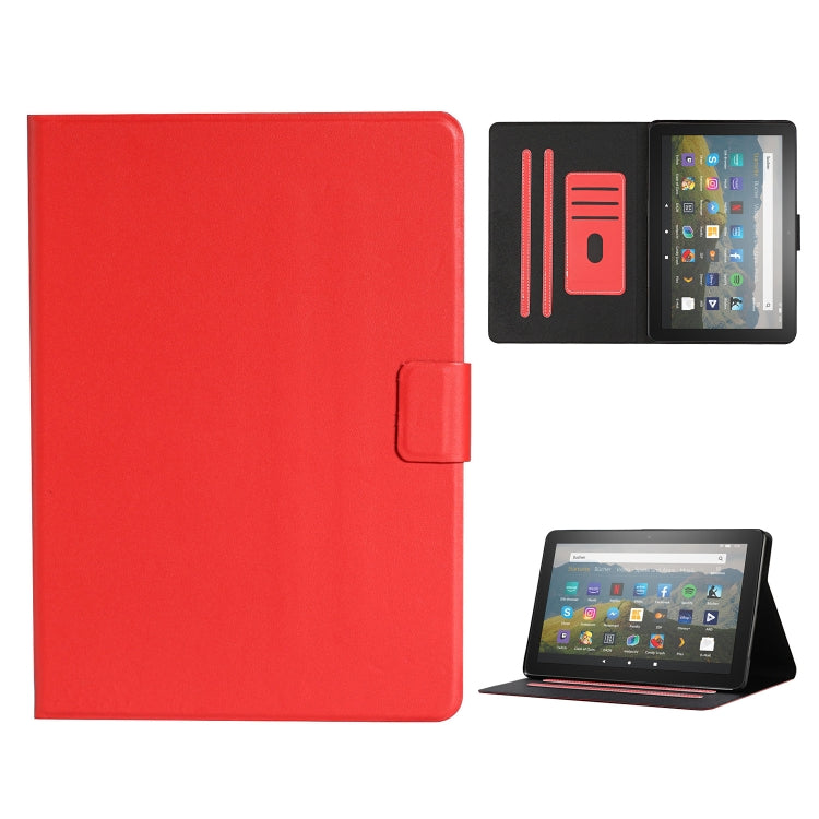 For Amazon Fire HD 10 (2021) Pure Color Horizontal Flip Leather Case with Card Slots & Holder & Sleep / Wake-up Function