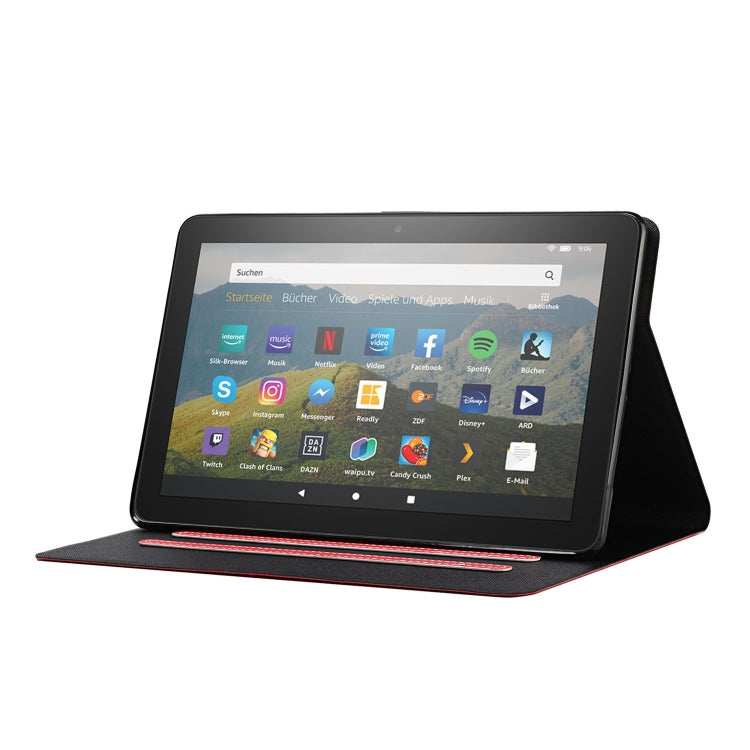 For Amazon Fire HD 10 (2021) Pure Color Horizontal Flip Leather Case with Card Slots & Holder & Sleep / Wake-up Function
