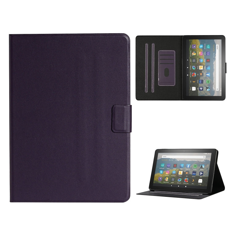 For Amazon Fire HD 10 (2021) Pure Color Horizontal Flip Leather Case with Card Slots & Holder & Sleep / Wake-up Function