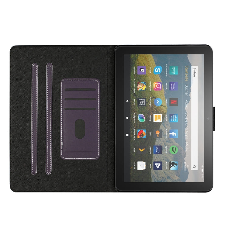 For Amazon Fire HD 10 (2021) Pure Color Horizontal Flip Leather Case with Card Slots & Holder & Sleep / Wake-up Function