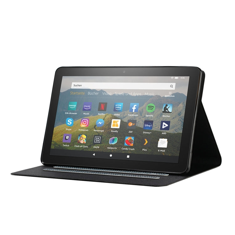For Amazon Fire HD 10 (2021) Pure Color Horizontal Flip Leather Case with Card Slots & Holder & Sleep / Wake-up Function