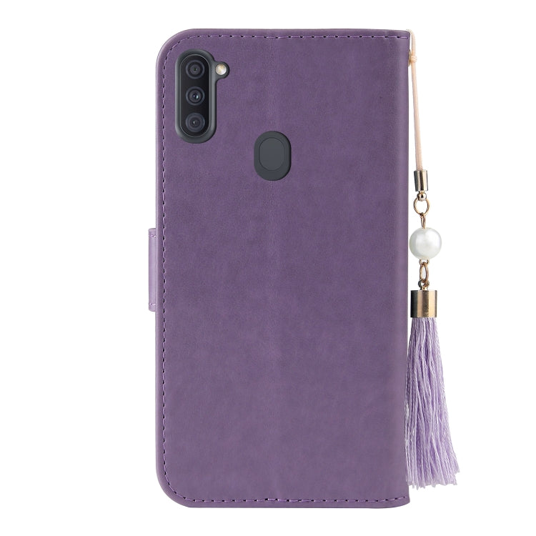 For Samsung Galaxy A11 Embossed Lucky Tree Horizontal Flip Leather Case with Holder & Card Slot & Wallet & Lanyard