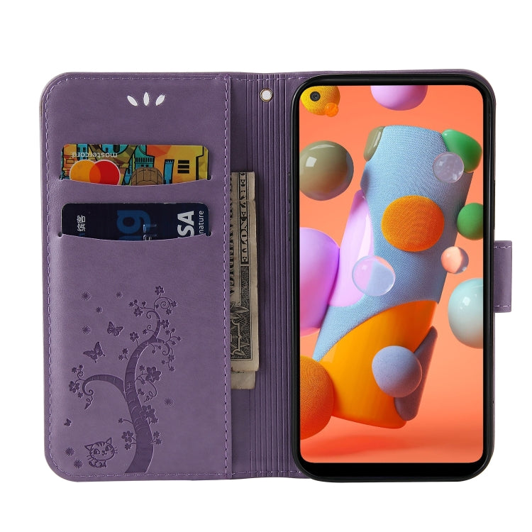 For Samsung Galaxy A11 Embossed Lucky Tree Horizontal Flip Leather Case with Holder & Card Slot & Wallet & Lanyard