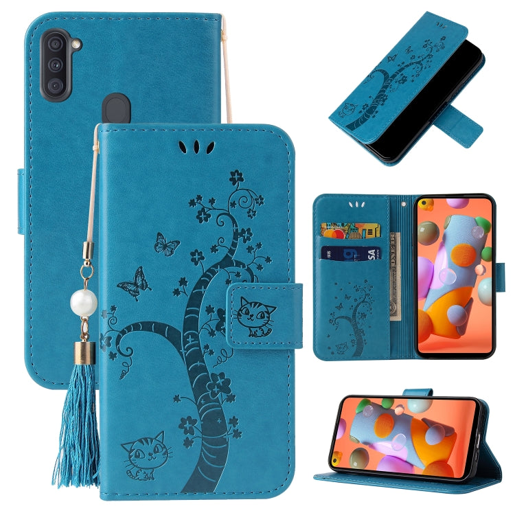 For Samsung Galaxy A11 Embossed Lucky Tree Horizontal Flip Leather Case with Holder & Card Slot & Wallet & Lanyard