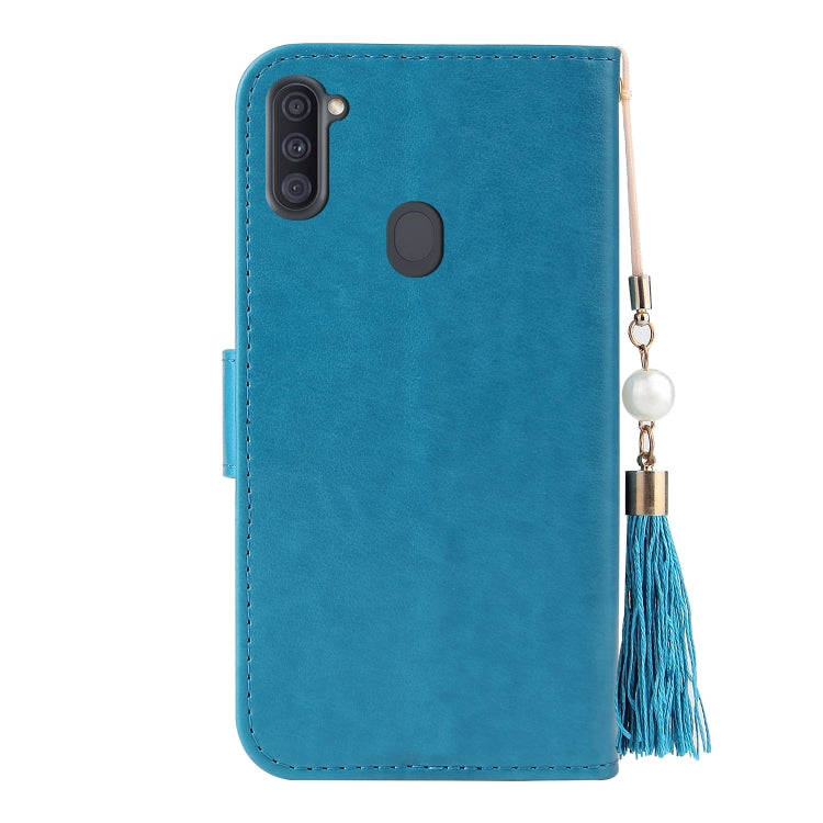 For Samsung Galaxy A11 Embossed Lucky Tree Horizontal Flip Leather Case with Holder & Card Slot & Wallet & Lanyard