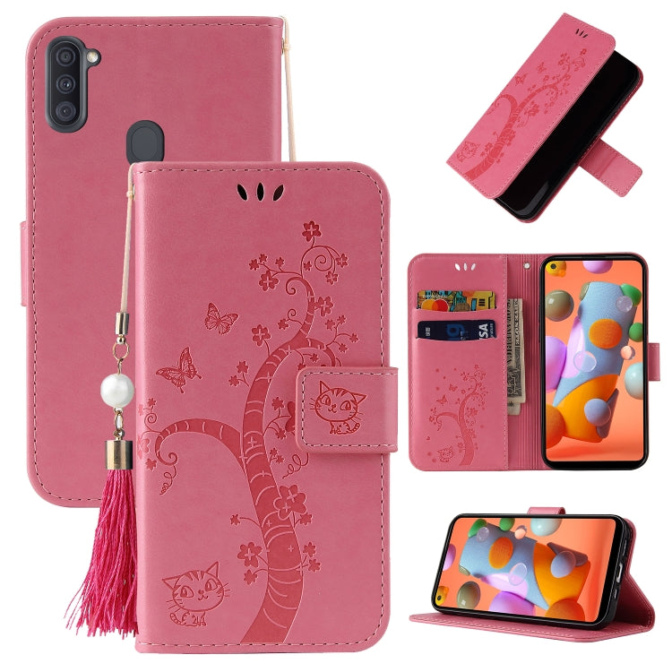 For Samsung Galaxy A11 Embossed Lucky Tree Horizontal Flip Leather Case with Holder & Card Slot & Wallet & Lanyard