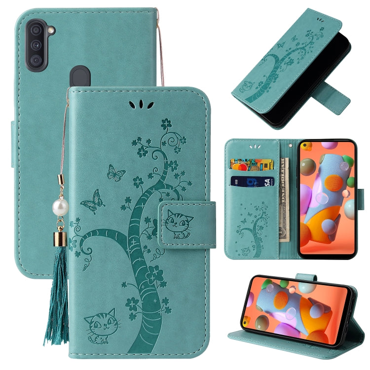 For Samsung Galaxy A11 Embossed Lucky Tree Horizontal Flip Leather Case with Holder & Card Slot & Wallet & Lanyard