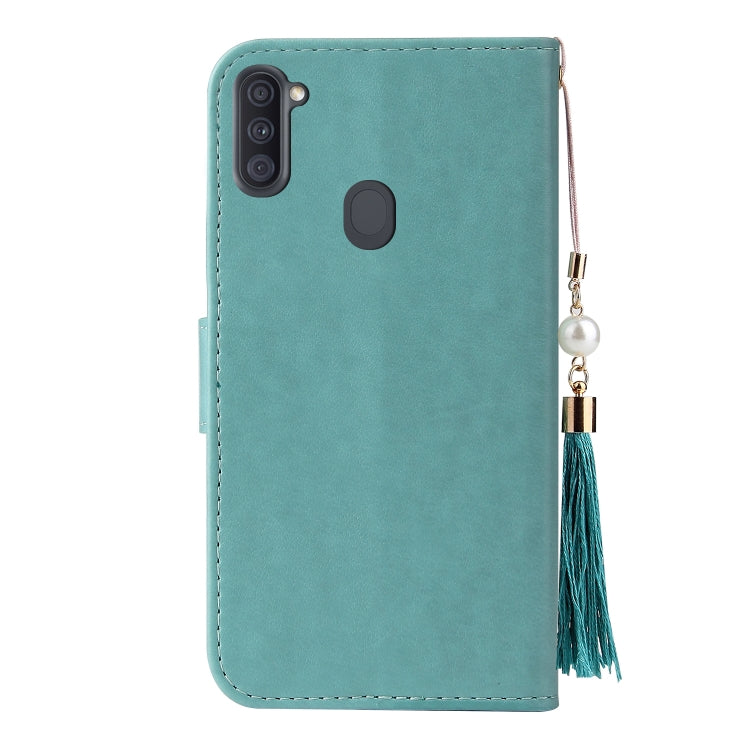 For Samsung Galaxy A11 Embossed Lucky Tree Horizontal Flip Leather Case with Holder & Card Slot & Wallet & Lanyard
