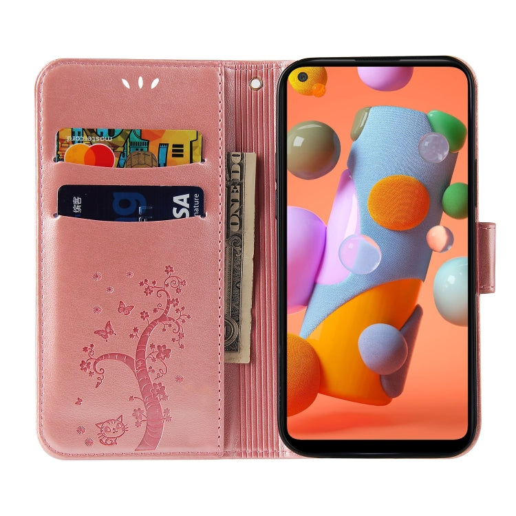 For Samsung Galaxy A11 Embossed Lucky Tree Horizontal Flip Leather Case with Holder & Card Slot & Wallet & Lanyard