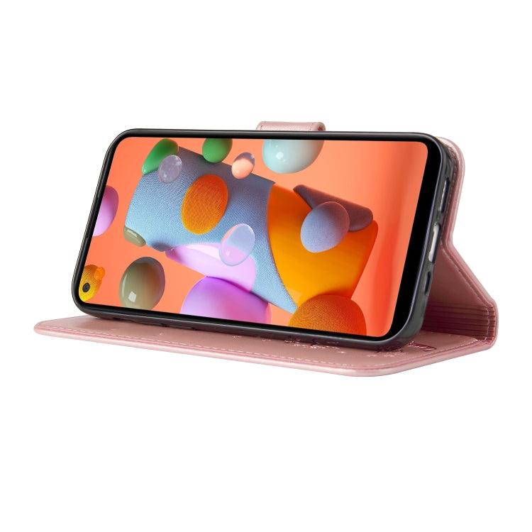 For Samsung Galaxy A11 Embossed Lucky Tree Horizontal Flip Leather Case with Holder & Card Slot & Wallet & Lanyard