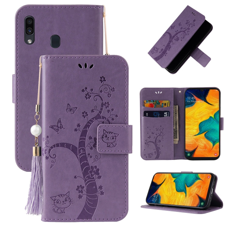 For Samsung Galaxy A20 / A30 Embossed Lucky Tree Horizontal Flip Leather Case with Holder & Card Slot & Wallet & Lanyard