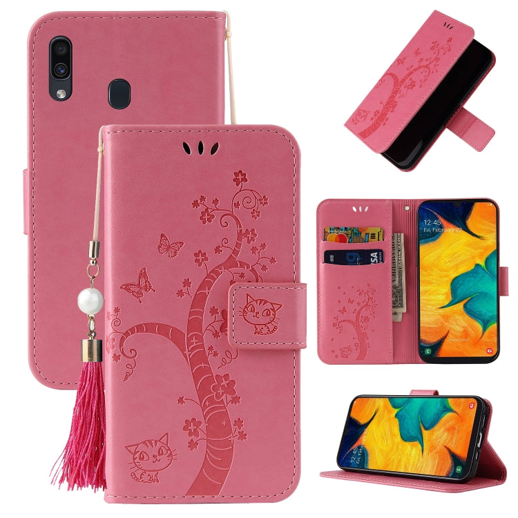For Samsung Galaxy A20 / A30 Embossed Lucky Tree Horizontal Flip Leather Case with Holder & Card Slot & Wallet & Lanyard