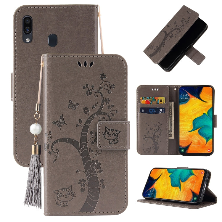 For Samsung Galaxy A20 / A30 Embossed Lucky Tree Horizontal Flip Leather Case with Holder & Card Slot & Wallet & Lanyard