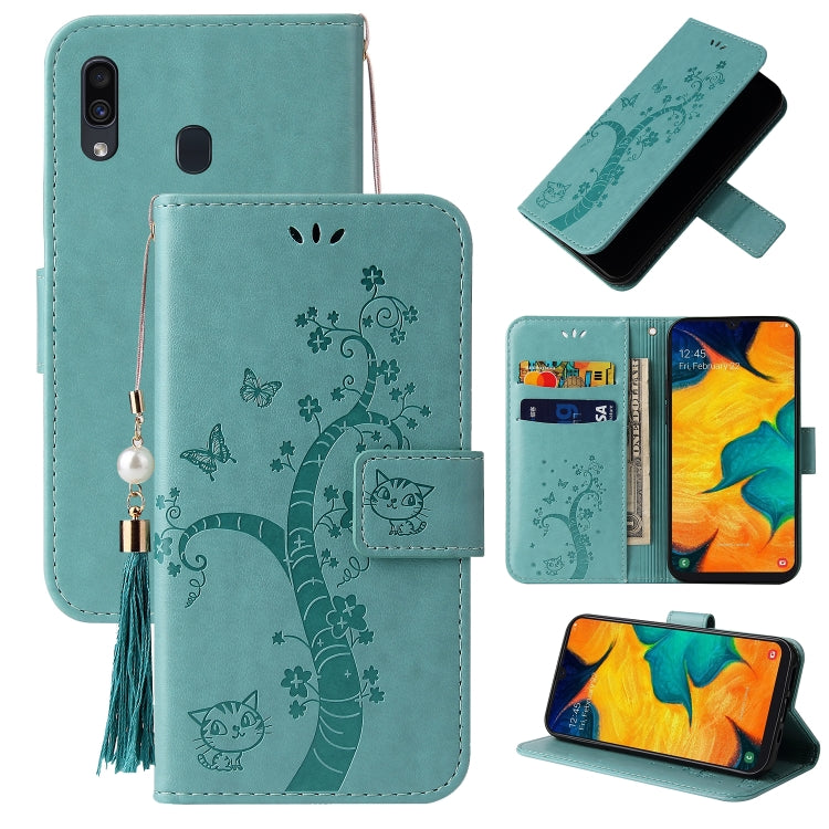 For Samsung Galaxy A20 / A30 Embossed Lucky Tree Horizontal Flip Leather Case with Holder & Card Slot & Wallet & Lanyard