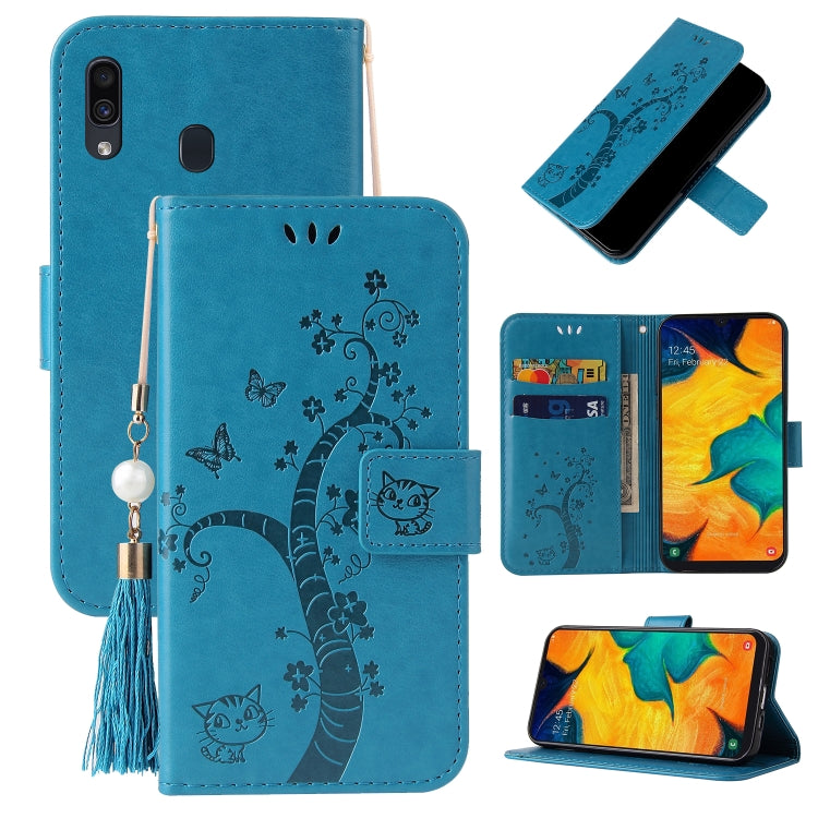 For Samsung Galaxy A20s Embossed Lucky Tree Horizontal Flip Leather Case with Holder & Card Slot & Wallet & Lanyard