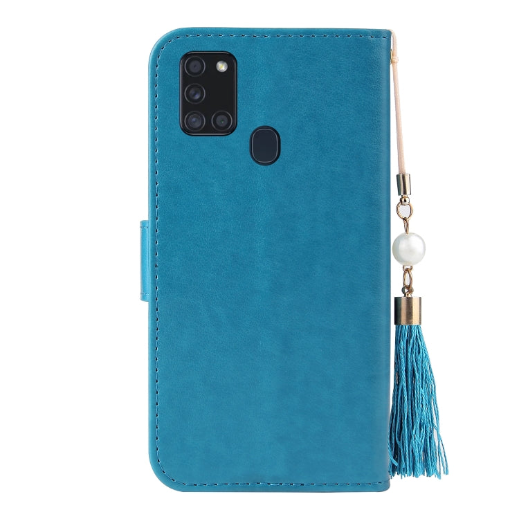 For Samsung Galaxy A21s Embossed Lucky Tree Horizontal Flip Leather Case with Holder & Card Slot & Wallet & Lanyard