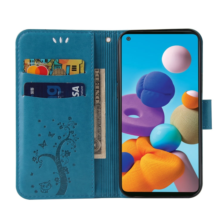 For Samsung Galaxy A21s Embossed Lucky Tree Horizontal Flip Leather Case with Holder & Card Slot & Wallet & Lanyard
