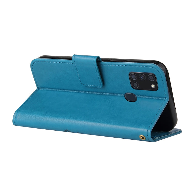 For Samsung Galaxy A21s Embossed Lucky Tree Horizontal Flip Leather Case with Holder & Card Slot & Wallet & Lanyard