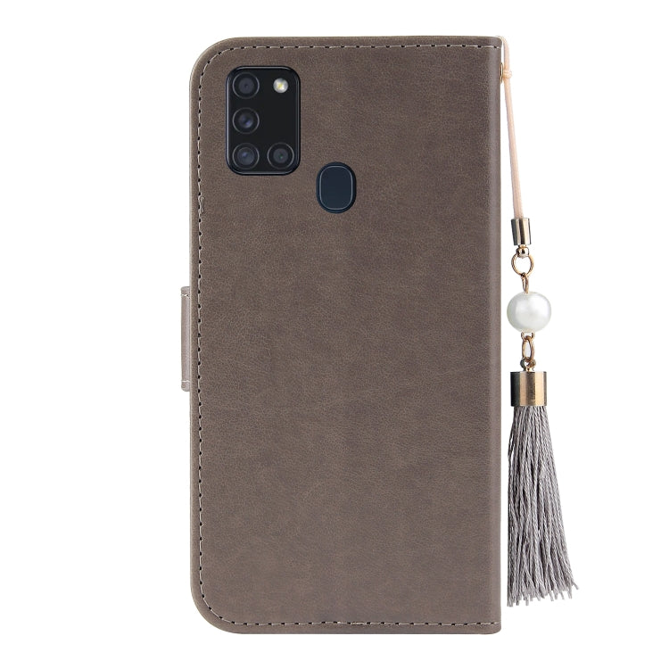 For Samsung Galaxy A21s Embossed Lucky Tree Horizontal Flip Leather Case with Holder & Card Slot & Wallet & Lanyard