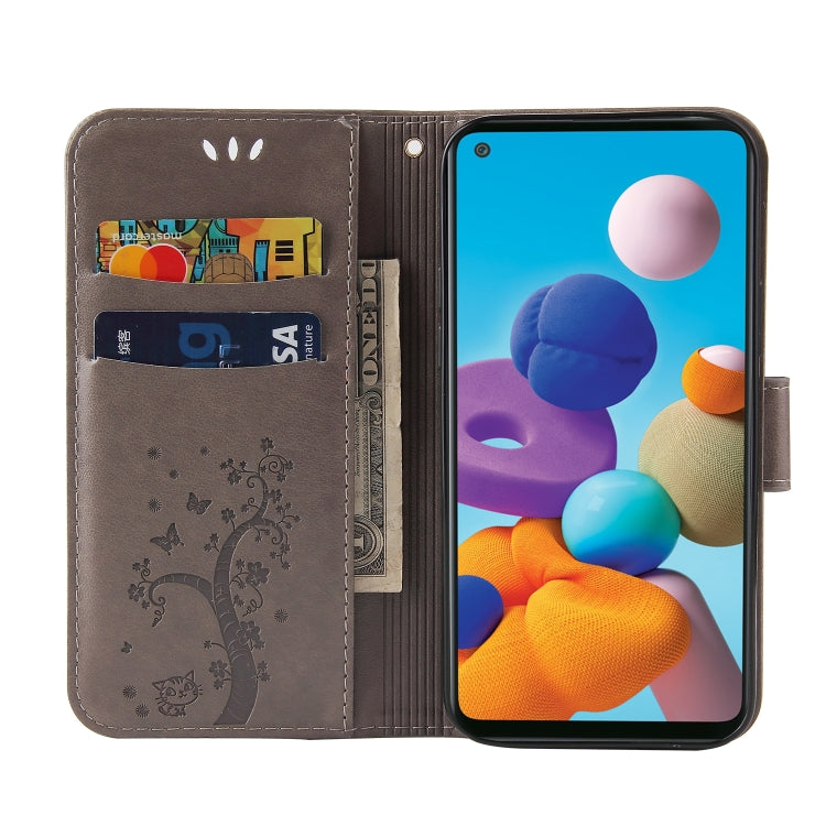 For Samsung Galaxy A21s Embossed Lucky Tree Horizontal Flip Leather Case with Holder & Card Slot & Wallet & Lanyard