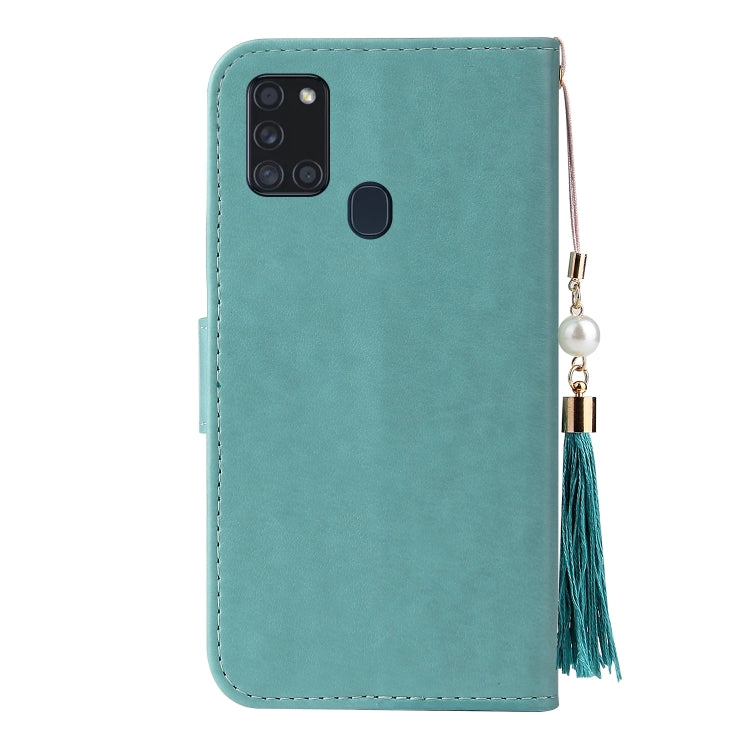 For Samsung Galaxy A21s Embossed Lucky Tree Horizontal Flip Leather Case with Holder & Card Slot & Wallet & Lanyard