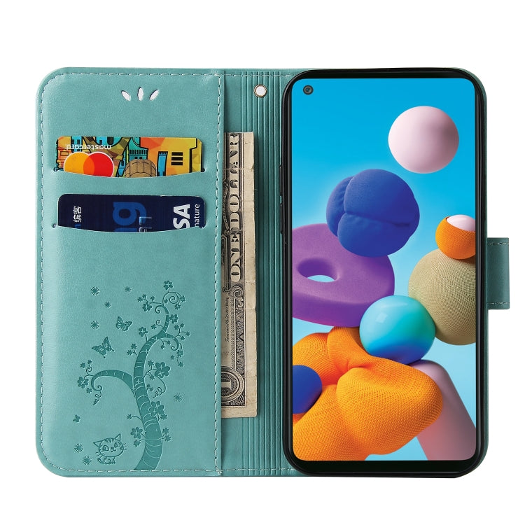 For Samsung Galaxy A21s Embossed Lucky Tree Horizontal Flip Leather Case with Holder & Card Slot & Wallet & Lanyard