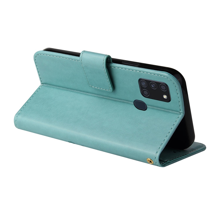 For Samsung Galaxy A21s Embossed Lucky Tree Horizontal Flip Leather Case with Holder & Card Slot & Wallet & Lanyard