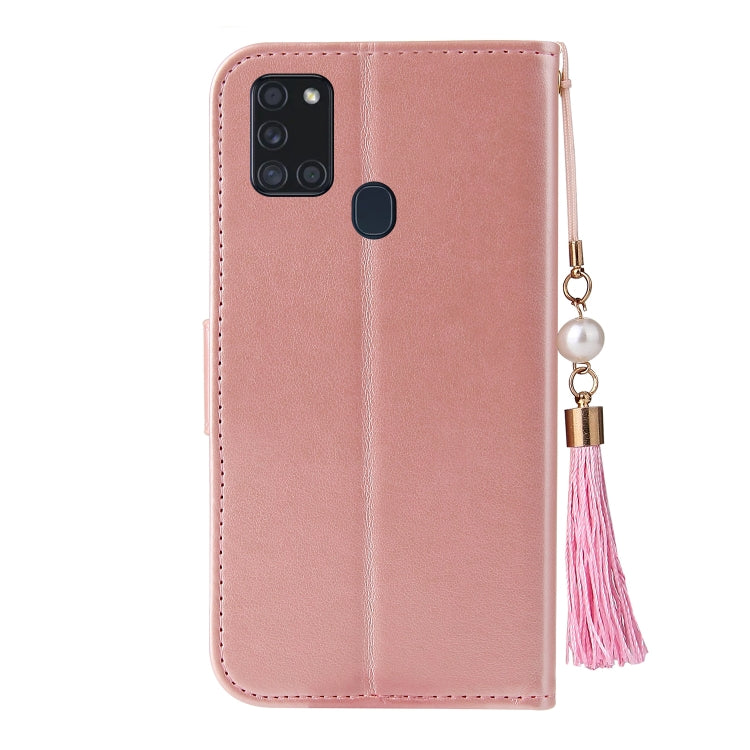 For Samsung Galaxy A21s Embossed Lucky Tree Horizontal Flip Leather Case with Holder & Card Slot & Wallet & Lanyard