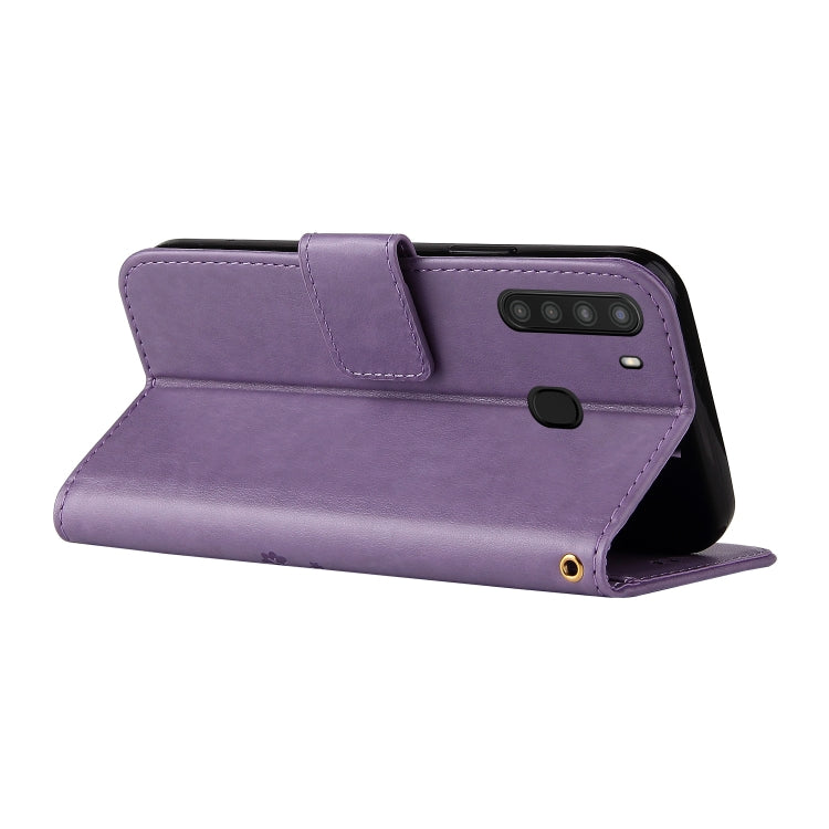 For Samsung Galaxy A21 EU Version Embossed Lucky Tree Horizontal Flip Leather Case with Holder & Card Slot & Wallet & Lanyard
