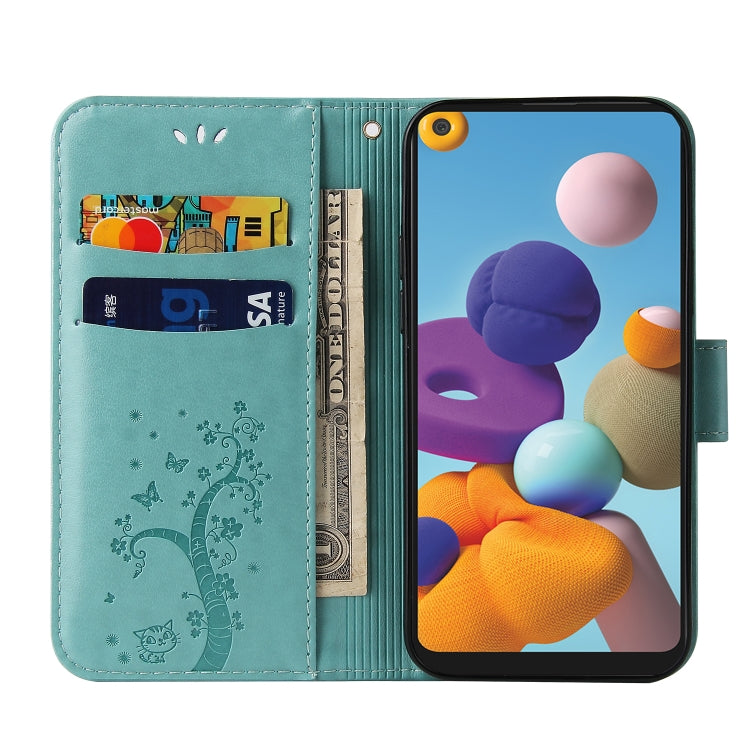 For Samsung Galaxy A21 EU Version Embossed Lucky Tree Horizontal Flip Leather Case with Holder & Card Slot & Wallet & Lanyard
