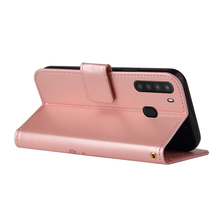 For Samsung Galaxy A21 EU Version Embossed Lucky Tree Horizontal Flip Leather Case with Holder & Card Slot & Wallet & Lanyard
