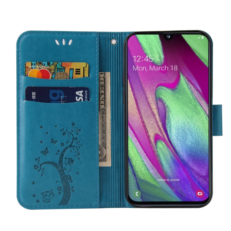For Samsung Galaxy A40 Embossed Lucky Tree Horizontal Flip Leather Case with Holder & Card Slot & Wallet & Lanyard