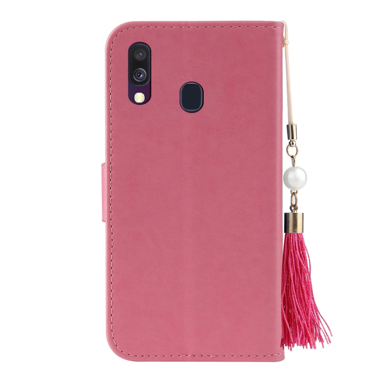 For Samsung Galaxy A40 Embossed Lucky Tree Horizontal Flip Leather Case with Holder & Card Slot & Wallet & Lanyard
