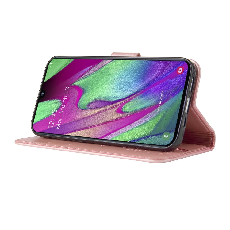 For Samsung Galaxy A40 Embossed Lucky Tree Horizontal Flip Leather Case with Holder & Card Slot & Wallet & Lanyard